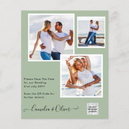Flyer Invitación de Boda con Código QR para Guardar Fech