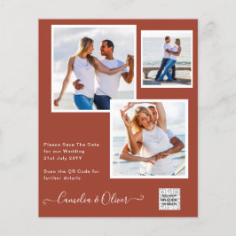 Flyer Invitación de Boda con Código QR para Guardar la F