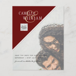 Flyer Invitación de Boda con Código QR para Guardar la F