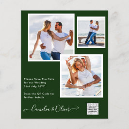 Flyer Invitación de Boda con Código QR para Guardar la F