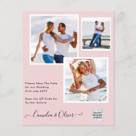 Flyer Invitación de Boda con Código QR para Guardar la F
