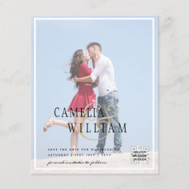 Flyer Invitación de boda con código QR para guardar la f
