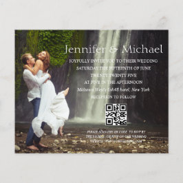 Flyer invitación de boda con código QR presupuesto RSVP 