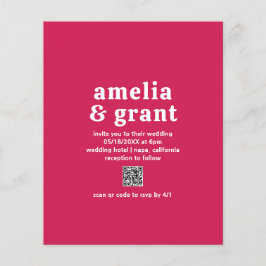 Flyer Invitación de boda con código QR Viva Magenta econ