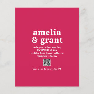 Flyer Invitación de boda con código QR Viva Magenta econ