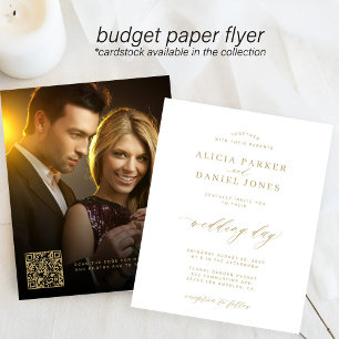 Flyer Invitación de boda con código QR y foto con presup