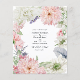 Flyer Invitación de boda con dalia rosa pastel suave