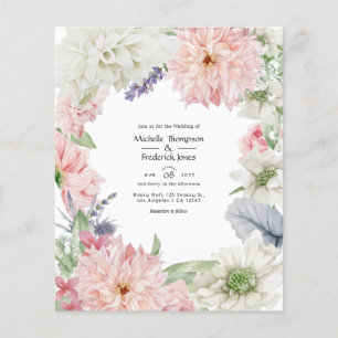 Flyer Invitación de boda con dalia rosa pastel suave