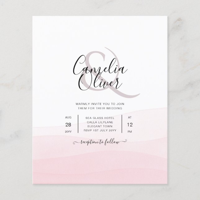 Flyer Invitación de Boda con Efecto Ombre Rosa Congelado (Frente)