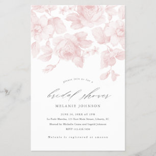 Flyer Invitación de boda con flores de guión rosa económ