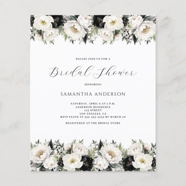 Flyer Invitación de boda con flores económicas (Frente)