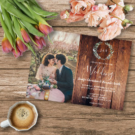 Flyer Invitación de boda con foto de madera de granero c
