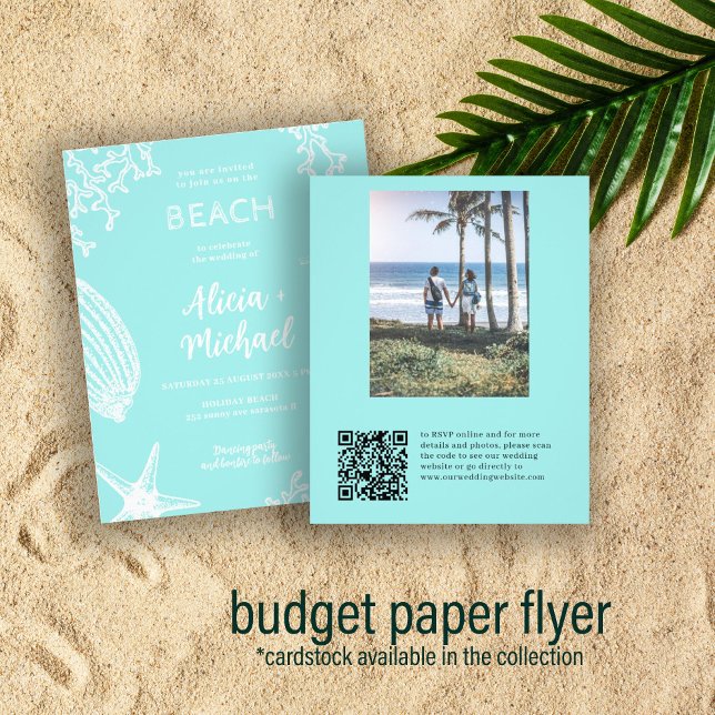 Flyer Invitación de boda con foto de playa con código QR (Subido por el creador)