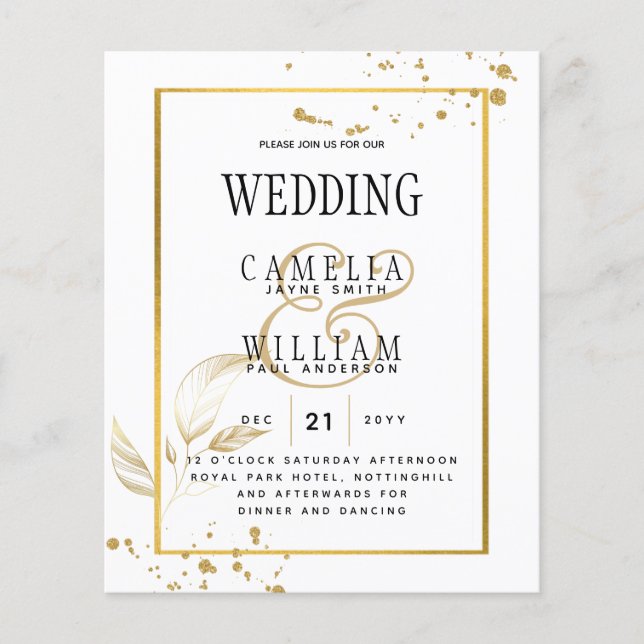 Flyer Invitación de boda con foto de presupuesto Clásico (Frente)