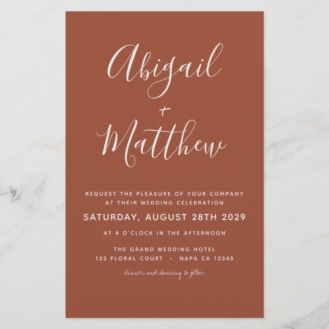 Flyer Invitación de boda con foto de terracota boho con  (Frente)