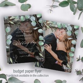 Flyer Invitación de boda con foto de vegetación de presu