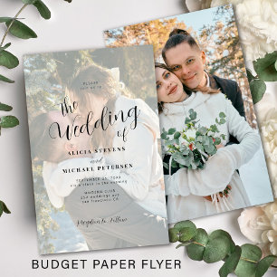 Flyer Invitación de boda con foto elegante y presupuesto