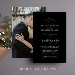 Flyer Invitación de boda con foto en blanco y negro econ