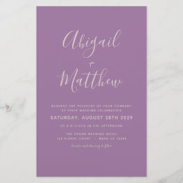 Flyer Invitación de boda con foto moderna y lila polvori
