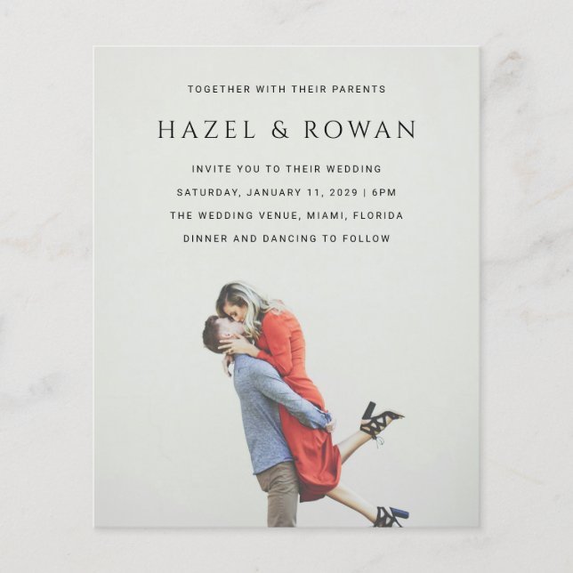 Flyer Invitación de boda con foto simple moderna (Frente)