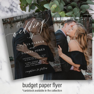 Flyer Invitación de boda con guión elegante y 2 fotos pr