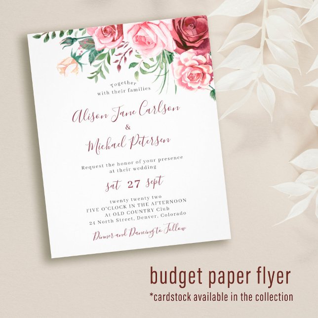 Flyer Invitación de boda con ilustraciones de flores en  (Subido por el creador)
