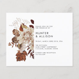 Flyer Invitación de Boda con Motivo Floral de Otoño Vola