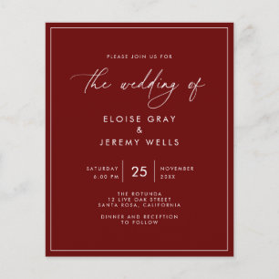 Flyer Invitación de Boda con Presupuesto para Vino Folle