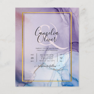 Flyer INVITACIÓN de boda con tinta azul marino púrpura p