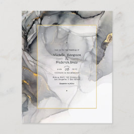 Flyer Invitación de boda con tinta de alcohol negra y do