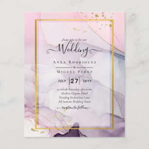 Flyer INVITACIÓN de boda con tinta rosa púrpura lavanda 