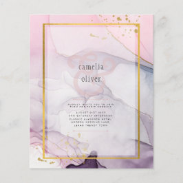Flyer INVITACIÓN de boda con tinta rosa púrpura lavanda 