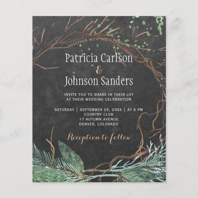 Flyer Invitación de boda con tiza en pizarra de naturale (Frente)