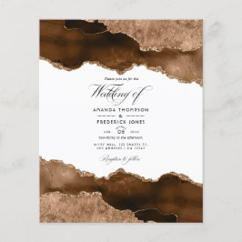 Flyer Invitación de boda de acuarela de ágata dorada del