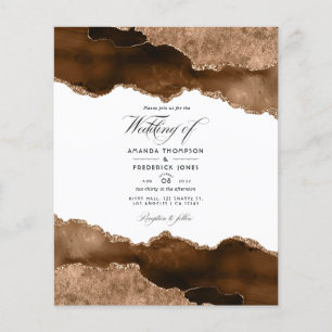 Flyer Invitación de boda de acuarela de ágata dorada del