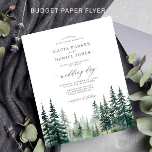 Flyer Invitación de boda de bosque de árboles de pino rú