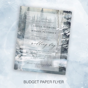 Flyer Invitación de boda de bosque de pino nevado de inv