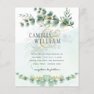 Flyer Invitación de Boda de Eucalipto Moderno Verde con