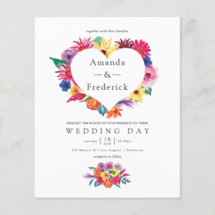 Flyer Invitación de boda de fiesta floral con acuarela e