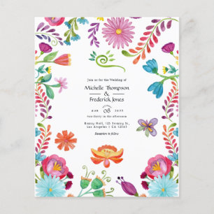 Flyer Invitación de boda de fiesta mexicana floral acuar