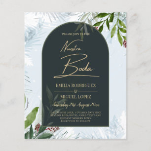 FLYER INVITACIÓN DE BODA DE FLORESTA DE INVIERNO PARA NU