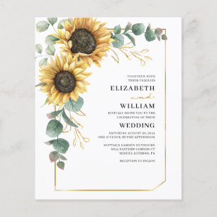 Flyer Invitación de boda de girasol eucalipto floral