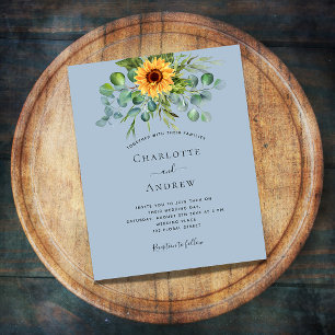 Flyer Invitación de boda de girasoles con eucalipto azul