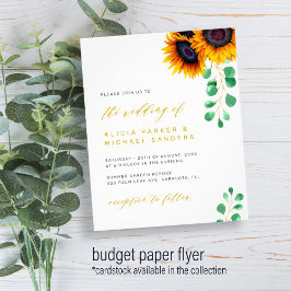 Flyer Invitación de boda de girasoles y eucalipto económ
