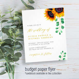 Flyer Invitación de boda de girasoles y eucalipto económ
