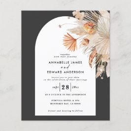 Flyer invitación de boda de hierba de pampas bohemia de 