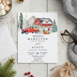 Flyer Invitación de boda de invierno de Navidad granero 