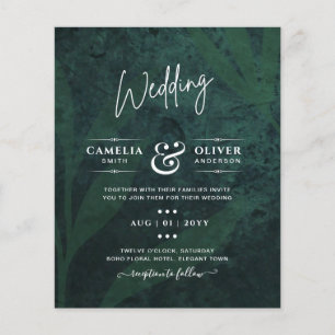Flyer Invitación de boda de LeahG verde esmeralda con ho