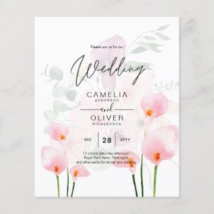 Flyer Invitación de boda de lirio de cala rosa LeahG Blu
