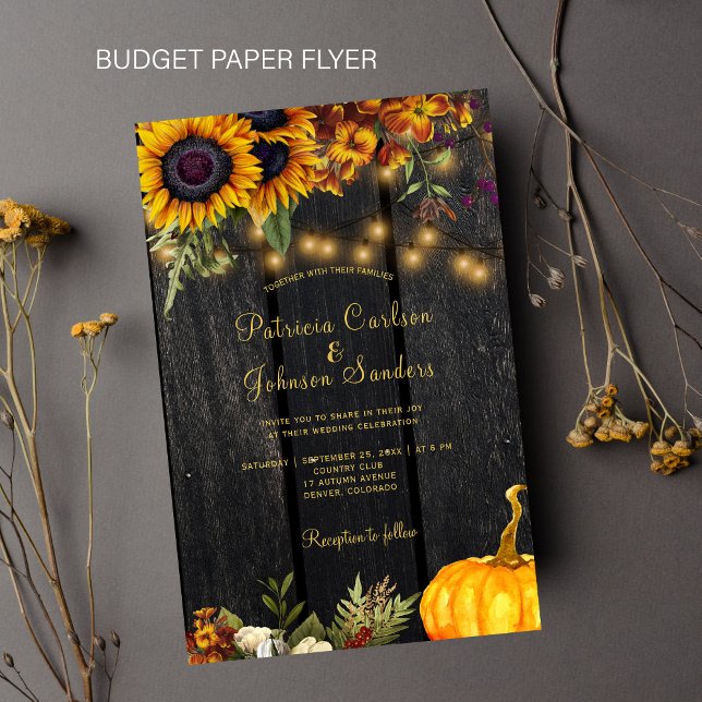 Flyer Invitación de boda de madera rústica de otoño con  (Subido por el creador)